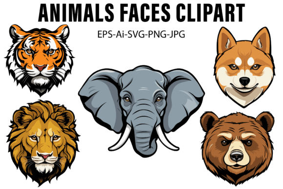 Animals Faces Vector Clipart Review