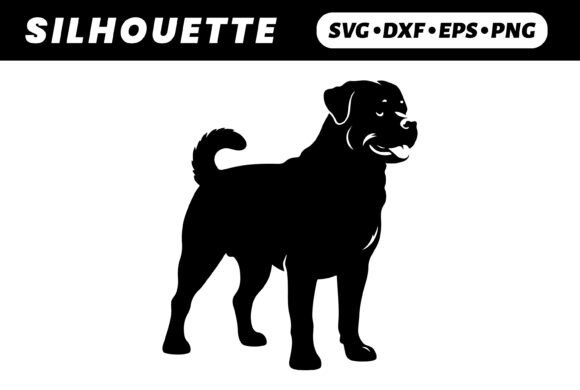 Black Rottweiler Silhouette, Front View