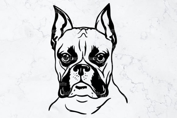 Boxer Dog SVG Outline Head Design
