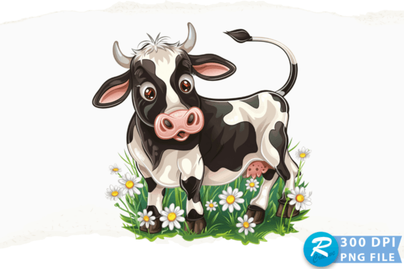 Cartoon Cow with Daisies Clipart: Designer Review