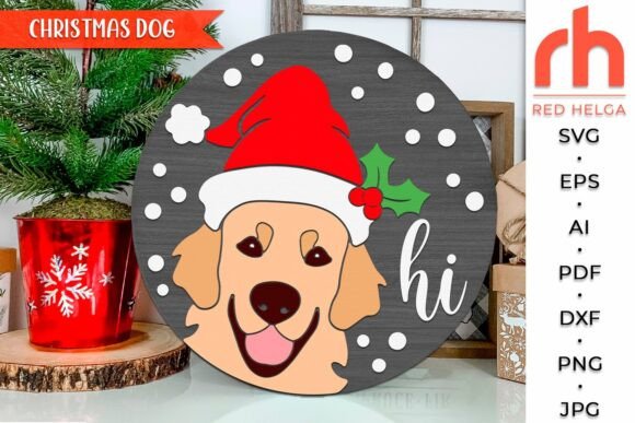 Dog Hi SVG, Christmas Door Sign Cut File