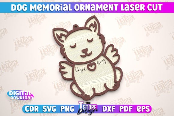 Dog Memorial Ornament Angel Dog CNC