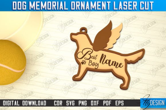Dog Memorial Ornament Angel Wings CNC