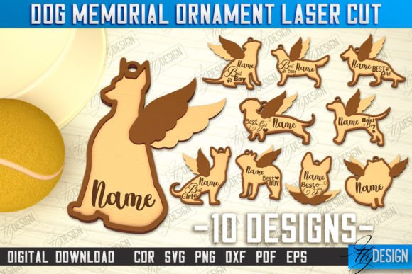 Dog Memorial Ornament Laser Cut Bundle