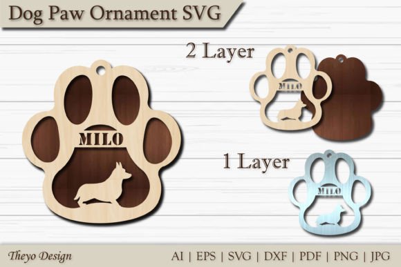 Dog Paw Ornament SVG Corgi
