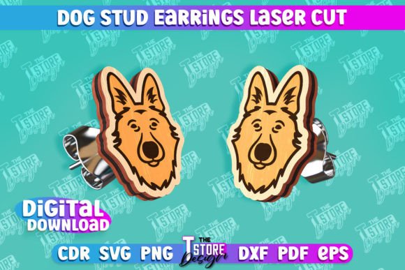 Dog Stud Earrings Laser Cut Templates