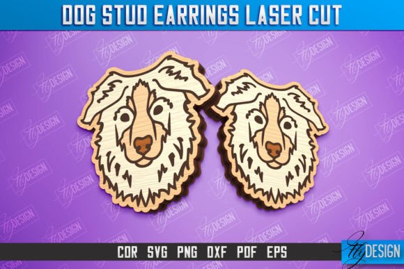 Dog Stud Earrings Template Laser Cut