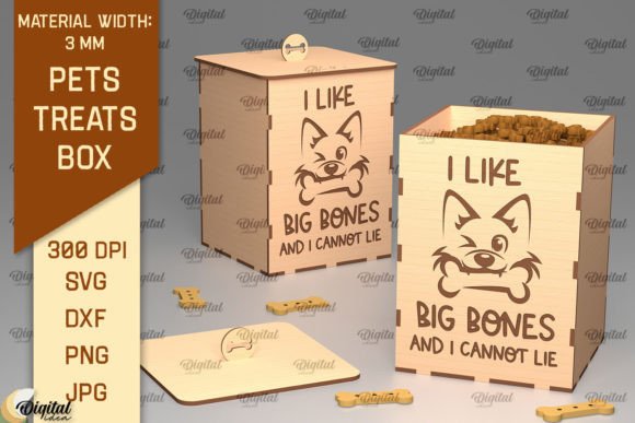 Dog Treats Box LaserCut. Storage Box SVG