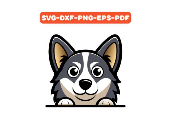 Peeking Swedish Vallhund Dog SVG Vector