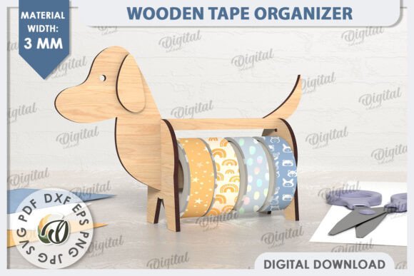 Tape Organizer Laser Cut. Dog SVG